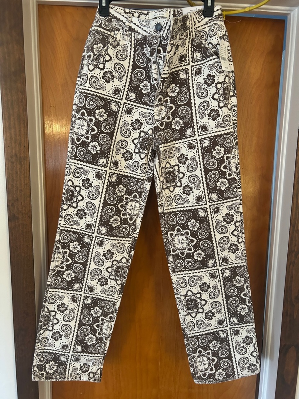 PacSun Black and White Floral Patchwork Boyfriend Jeans